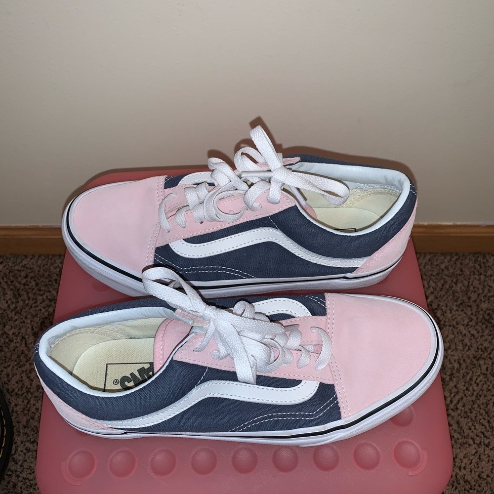 Vans Old Skool Indigo and Chalk Pink Skate Shoes